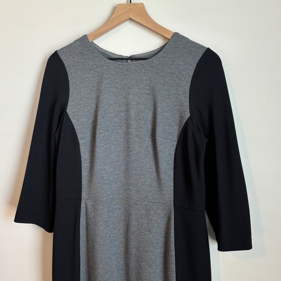 Talbots Color Block Ponte Knit Long Sleeve Work Career Sheath Dress Size 8P - Picture 2 of 5